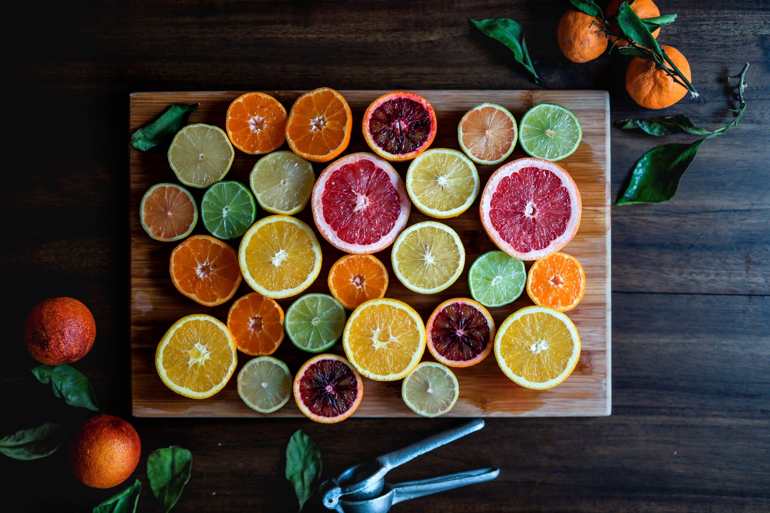Citrus on a cutting board